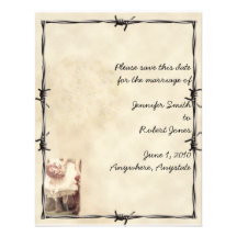 Old West Boots and Bouquets  Save the Date card Personalized Invitations