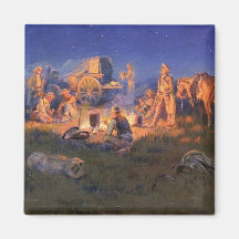 Old West Lonesome Cowboys Campsite Fridge Magnet