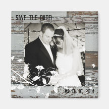 Old Wood Photo Save the Date Magnet