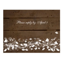 Old Wood Plank Floral RSVP Postcard
