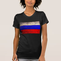 Old Wood Russia Flag; Shirt