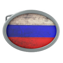Old Wooden Russian Flag Oval Belt Buckles