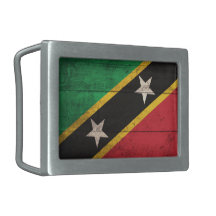 Old Wooden St. Kitts / Nevis Flag Belt Buckle