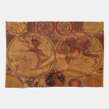 Old World Map Tea Towels