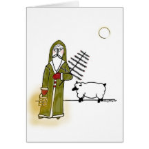 Olde World Santa n Sheep Greeting Card