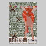 Olive Damask Amber Deer Poster posters