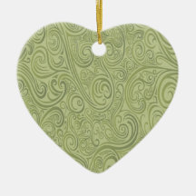 Olive Green Swirls Christmas Tree Ornaments