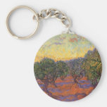 Olive Grove, Orange Sky by van Gogh, Vintage Art Keychains