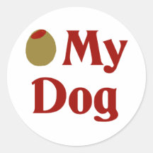 Olive (I Love) My Dog Round Sticker