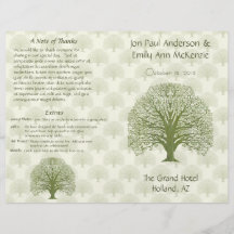 Olive Oak Wood Grain Tree Wedding Program Custom Flyer