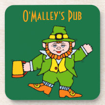 O'Malley's Pub Bar Drink Tavern Leprechaun Coaster