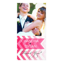 Ombre Chevron Style! Thank You hot pink Photo Card Template