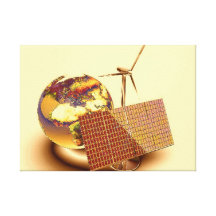 On Earth's solar panels and windmills Stretched Ca Stretched Canvas Print