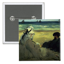 On the Beach, 1873 Pinback Button