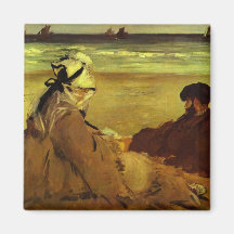 On the beach by Edouard Manet Fridge Magnets