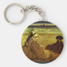 On the beach by Edouard Manet Key Chain