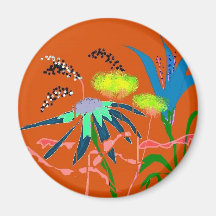 on the way to work on burrnt orange refrigerator magnet