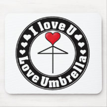One Heart Love Umbrella3 Black Mouse Pads