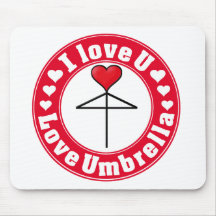 One Heart Love Umbrella3 Red Mousepad