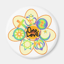 One Love Flower Refrigerator Magnets