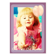One Year Old  Girls Birthday Photo Cards Business Card