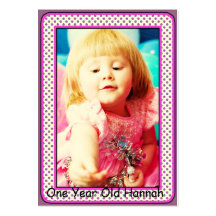 One Year Old  Girls Birthday Photo Cards Business Card Template