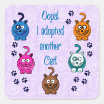 Oops!  I Adopted Another Cat! Sticker