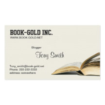 Opened Book Blogger Profile Card Business Cards