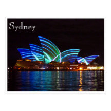 opera house blue stripes postcard