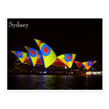 opera house yellow stars post cards