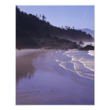 OR, Ecola SP, Indian Beach with morning fog Art Photo