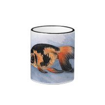 orange and black fish coffee mug