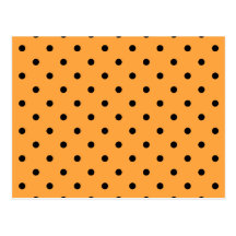 Orange and Black Polka Dot Pattern. Post Cards