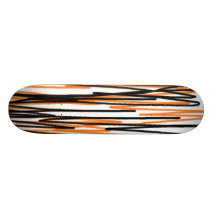Orange and Black Strips Custom Skate Board