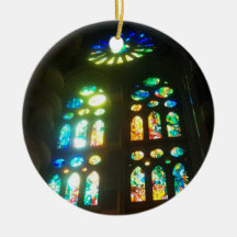 Orange and Blue Stained Glass Christmas Ornaments