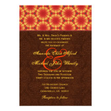 Orange and Brown Monogram Wedding H665 Custom Announcements