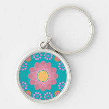 Orange and Pink Flowers Keychain