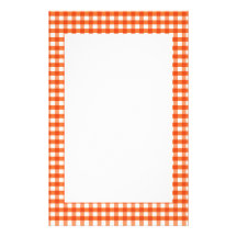 Orange and White Gingham Pattern Stationery Paper