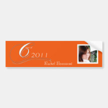 Orange and White Modern Classic Wine Label Bumper Stickers