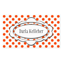 Orange and White Polka Dot Business Cards