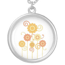 Orange and yellow flowers with swirls necklace