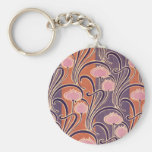 Orange Art Deco Pattern Keychains