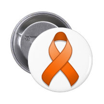 Orange Awareness Ribbon Button