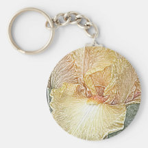 Orange bearded iris flower key chain