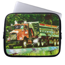Orange Big Rig Truck Driver's Art Laptop Sleeve