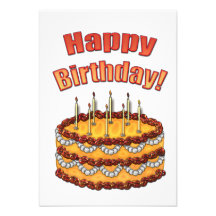 Orange Birthday Cake Party Invites