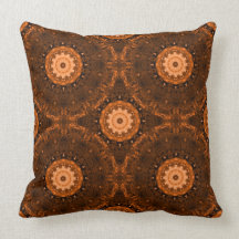 Orange & Brown Mandala Throw Pillows