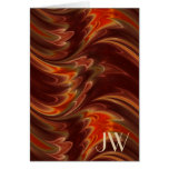 Orange brown marbled waves greeting card