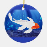Orange Capped Kohaku Koi in Blue Lagoon Ornament