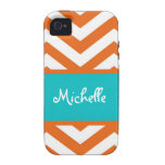 Orange Chevron Stripe Case-Mate iPhone 4 Cases